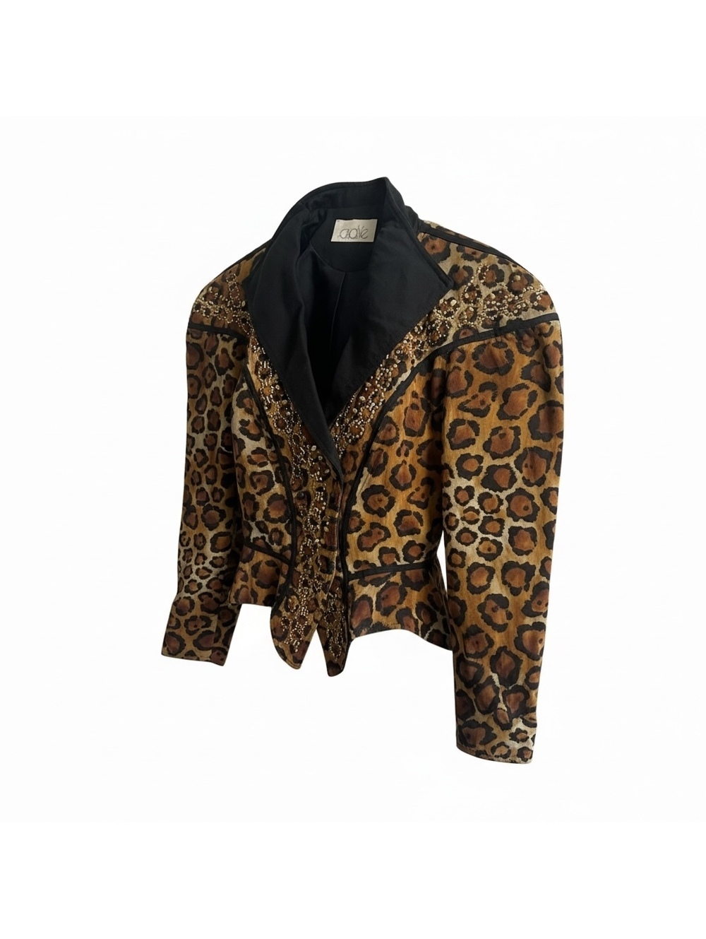Cache Leopard Print Embellished Statement Jacket
